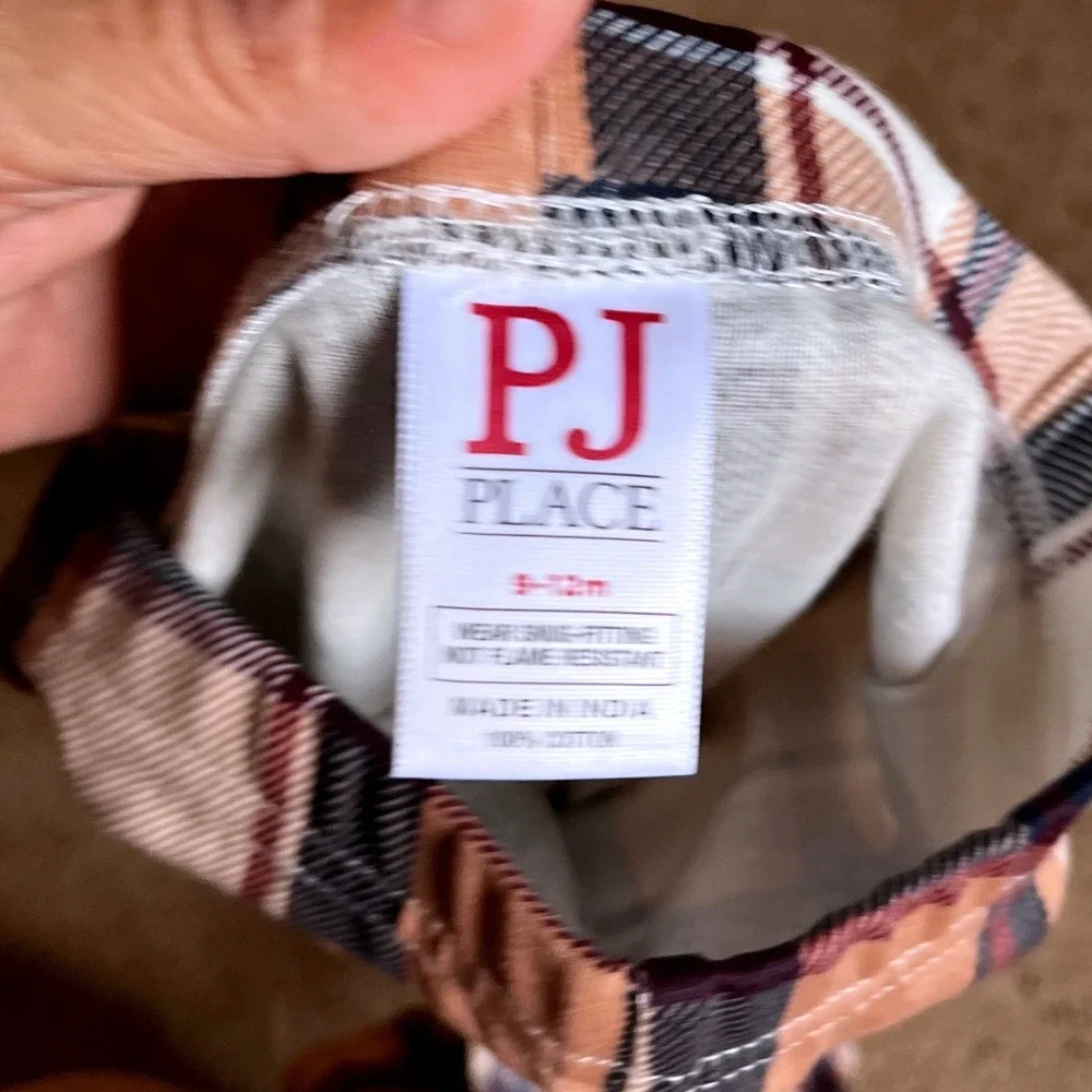 PJ Place Baby Football Pajama Set 9-12M‎ 'Tis the Season Plaid Cotton NWT